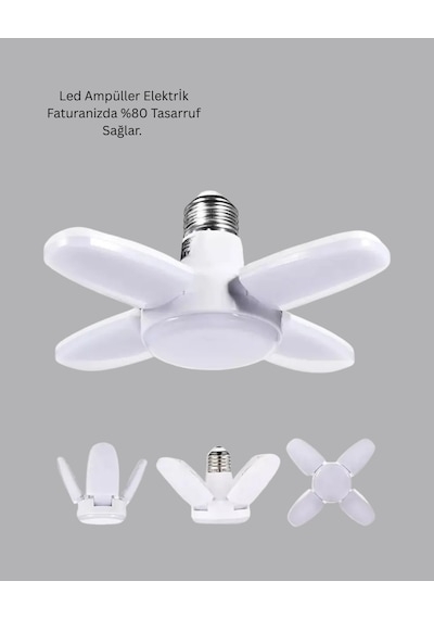 4 Kollu Katlanır Pervane Led Ampül 60 Watt Yüksek Aydınlatma Ve Enerji Tasarrufu Renkli