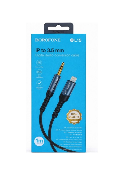 Borofone Bl15 Lightning To Aux 3.5mm Ses Kablosu 1 Metre Siyah
