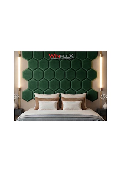 Winflex 40x50cm Altıgen Kumaş Kaplı Akustik Panel 1 Adet Yeşil