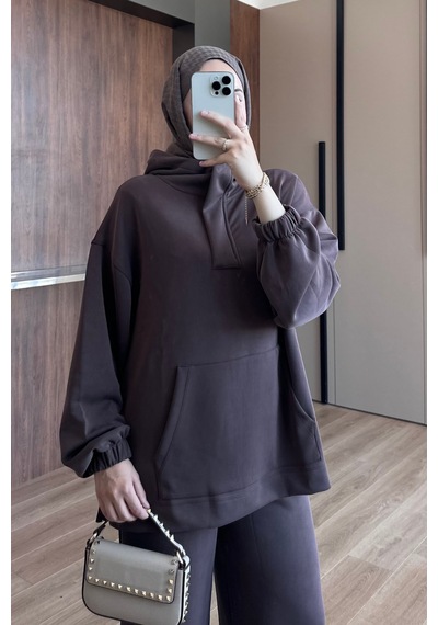 Balenbi Kadın Cupra Modal Kumaş Rahat Kesim Kapüşonlu Tesettür Takım 3847 - Premium Seri Kahverengi Balenbi Kadın Cupra Modal Kumaş Rahat Kesim Kapüşonlu Tesettür Takım 3847 - Premium Seri Kahverengi