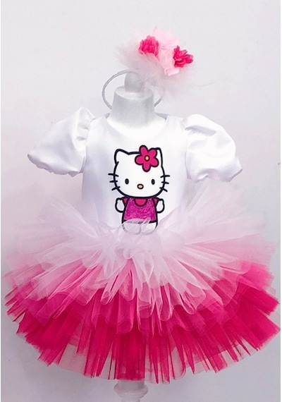Hello Kitty Baskılı Kız Çocuk Bebek Doğumgünü Elbise Parti Kostüm Hello Kitty Baskılı Kız Çocuk Bebek Doğumgünü Elbise Parti Kostüm