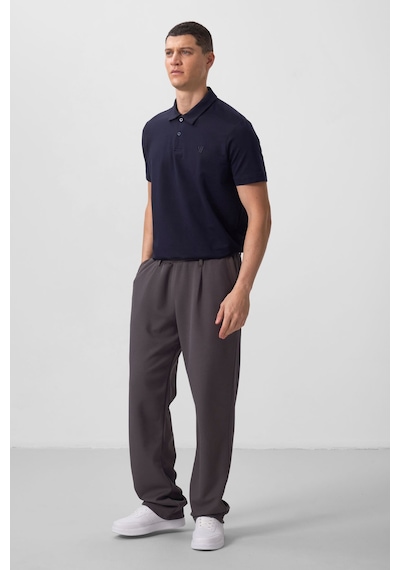 Tommylife Koyu Gri Yüzeyi Dokulu Rahat Form Palazzo Erkek Pantolon - 82163 Koyu Gri
