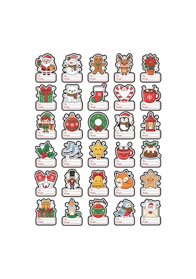 Yılbaşı Kış Sticker Seti 150 Adet - 5'li Mega Paket No13 - Laptop Defter Ajanda Çok Renkli