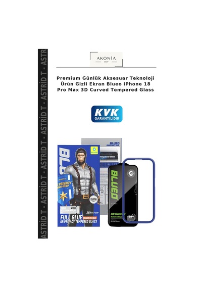 Premium Günlük Aksesuar Teknoloji Ürün Gizli Ekran BlueoApple iPhone Uyumlu 18 Pro Max 3d Curved Tempered Glass