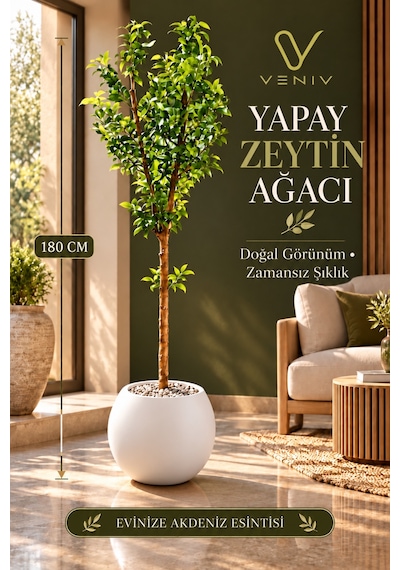 Yapay Zeytin Ağacı 180 Cm Dekoratif Büyük Boy Yapay Ağaç, Salon Ve Ofis Dekorasyonu Diğer