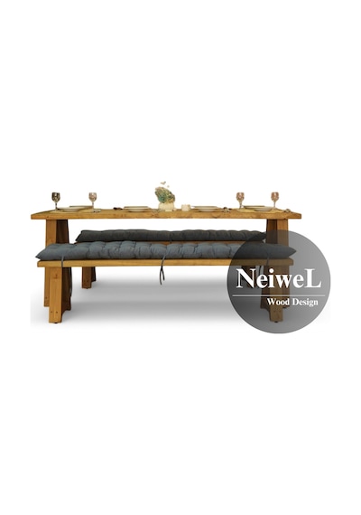 Neiwel Pina Doğal Ahşap Banklı Mutfak Ve Yemek Masası Takımı-120-280 Takım Açık Ceviz Neiwel Pina Doğal Ahşap Banklı Mutfak Ve Yemek Masası Takımı-120-280 Takım Açık Ceviz