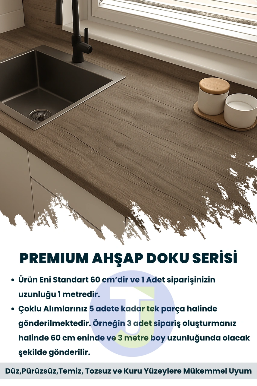 Technojet Premium Seri Kendinden Yapışkanlı Ahşap Desenli Pvc Kaplama 60cmx100cm Vizon