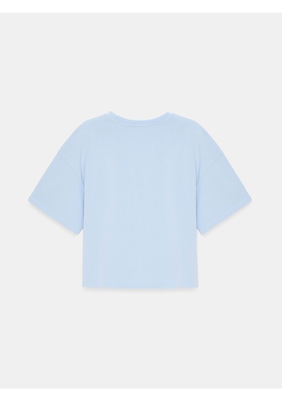 Dilvin 31017 %100 Pamuk Basic T-shirt-açık Mavi
