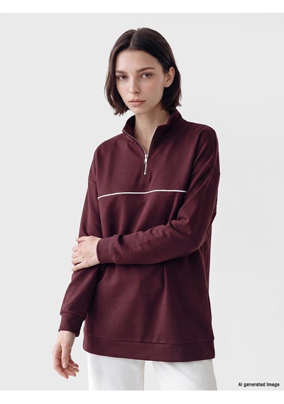 Lcw Modest Mürdüm Soft Touch Oversize Kadın Sweatshirt Tunik