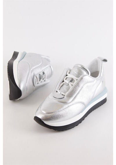 Balla Gümüş Hakiki Deri Kadın Sneaker-Gumus Gümüş