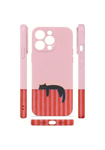 Apple iPhone Uyumlu 12 Pro Max Vorian İnce Kamera Korumalı Mika Kılıf Lazy Cat Sunset Lazy Cat Sunset Mika