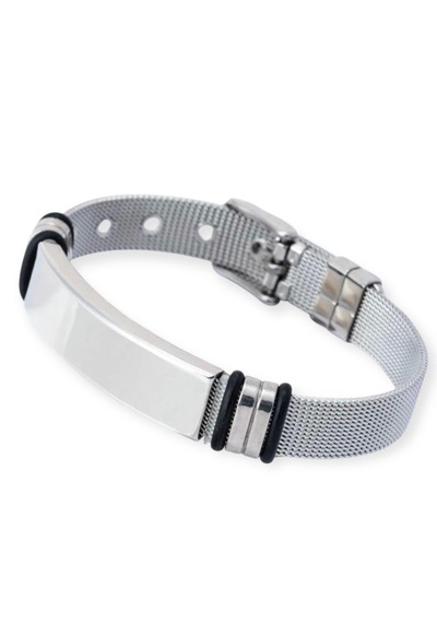 Tamamı Çelik Silver Kemer Kordonlu Şık Çelik Bileklik 23 Cm