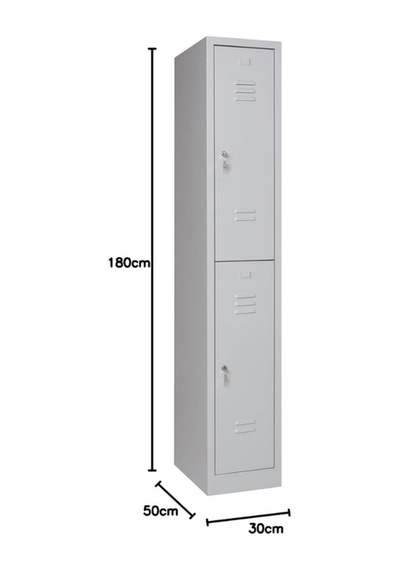 Metal Elbise Dolabı, Kilitlenebilir Dolap, Soyunma Dolabı, Elbise Dolabı, 2 Bölmeli Dolap Gri