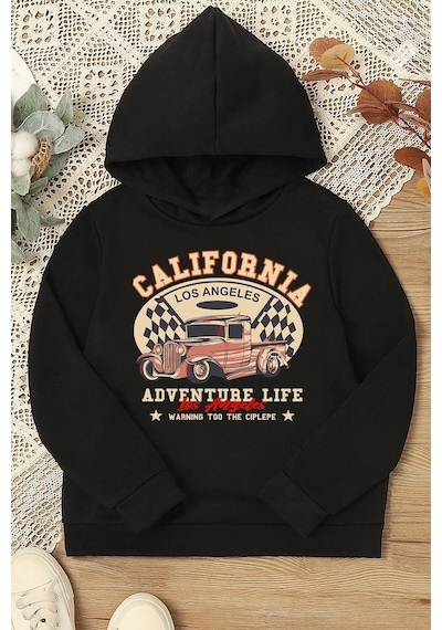Uyguntarz Çocuk California Baskılı Sweatshirt Siyah