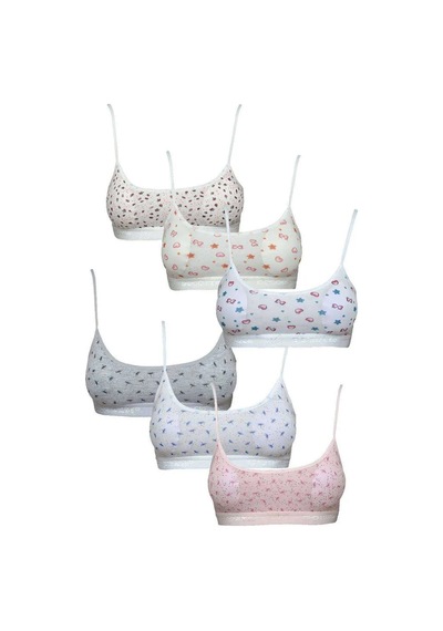 Jenerik Pedli Ip Askılı Yarım Atlet Desenli Büstiyer 6 Lı Set 2 Çok Renkli