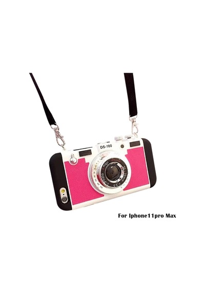 3d Telefon Kılıfı Vintage Kamera Tasarım Silikon Kapak Uzun Kayış Halatı Black, For  Apple Uyumlu iPhone 11pro