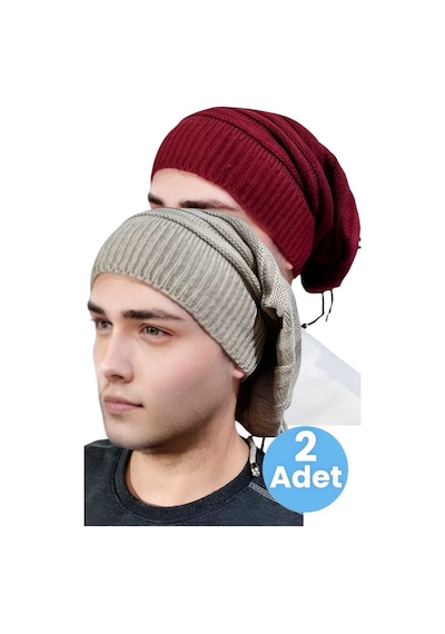 Uniquetrenders 2'li Erkek Kışlık Triko Örgü Bere Ve Boyunluk Bordo-camel