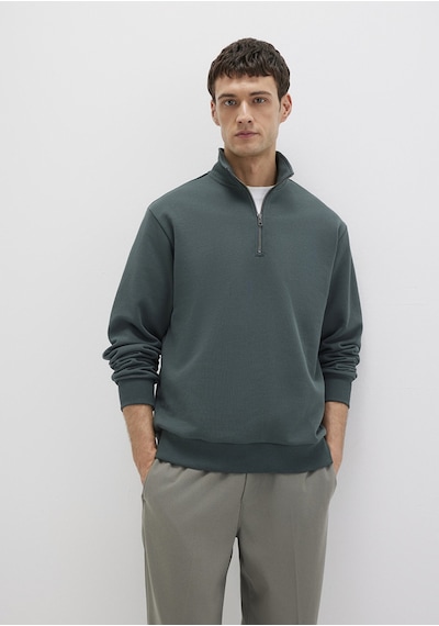 Mavi - Yarı Fermuarlı Yeşil Basic Sweatshirt 0s10419-71598 Yeşil