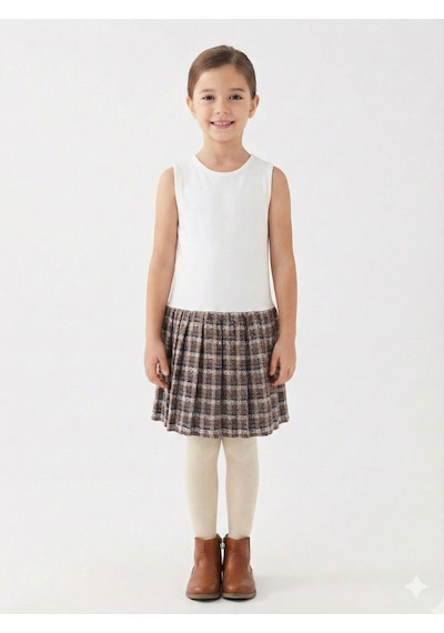 Xo Kids Kız Çocuk Elbise 8-12 Yaş 4061 Bej