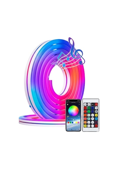 Mey İthalat 3 Metre Rgb Akıllı Neon Led Şerit Işık Telefon Ve Kumanda Kontrollü Ambiyans Aydınlatma