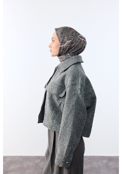 Mirsoy Scarf Zümra Desen Eşarp Antrasit