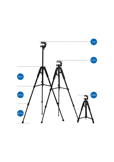 Ayex Lt-3366 140cm Tripod 3 Yönlü Kafa, Su Terazili, Kamera Ve Telefon Uyumlu