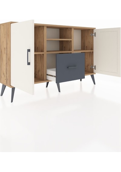 Arges Konsol 4 Raflı Tek Çekmeceli 2 Kapaklı 132x30x83 Çam-aytaşı/antrasit Aytaşı/antrasit Arges Konsol 4 Raflı Tek Çekmeceli 2 Kapaklı 132x30x83 Çam-aytaşı/antrasit Aytaşı/antrasit