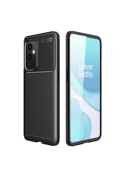 One Plus 9 İle Uyumlu Kılıf Silikon İnce Karbon Lüx Parmak İzi Yapmayan Tarz Kapak Siyah