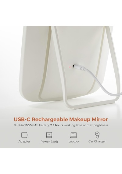 Makyaj Aynası Dokunmatik Ekran Makyaj Aynası Led Parlaklık Ayarlanabilir Taşınabilir Usb Şarj Edilebilir Genel