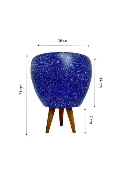 Bitki Tasarımı Ev Dekorasyon Lacivert Granit Toprak Saksı Saksılık Salon Çiçeklik 3 Ayaklı - 15 Cm Belirtilmemis