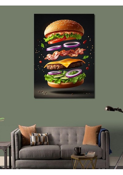 Kanvas Tablo Katmanlı Burger Lezzeti 70cmx100cm