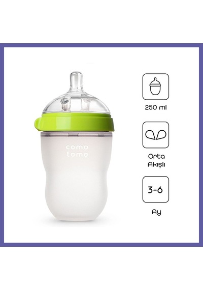 Bezos Antikolik Silikon Biberon 250 Ml 3-6 Ay Yeşil Renk: Yeşil Nıda