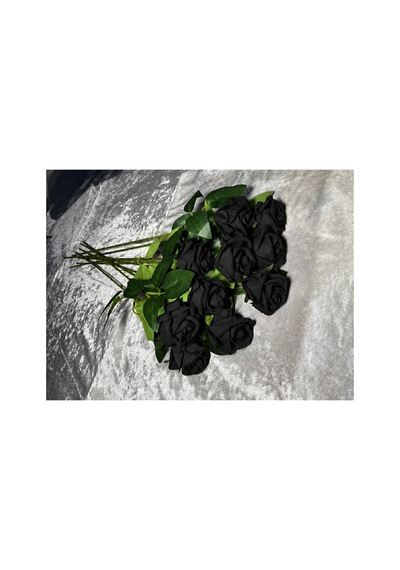 Kaliteli 10 Lu Siyah Yapay Kadife Gül Ev Vazo Dekor Süsü Özel Gün Çiçeği Yapay Çiçek 45-50 Cm Siyah - 929118804 Siyah
