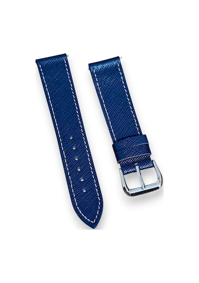20mm Saffiano Hakiki Dana Derisi El Yapımı Saat Kordonu Lacivert