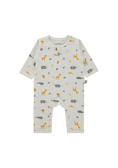 Civil Baby Hayvan Baskılı 3-12 Ay Tulum - Ekru