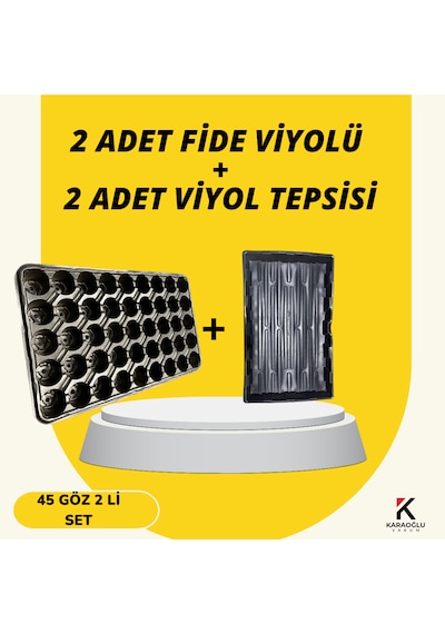 2 Adet Fide Viyolü + 2 Adet Viyol Tepsisi Set Fidelik Fide Yetiştirme Seti Seçimli 45 Göz Yuvarlak