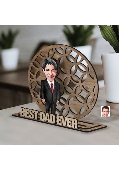 Bk Gift Kişiye Özel 3 Katmanlı Baba Karikatürlü Ahşap Biblo-2, Babaya Hediye, Babalar Günü Hediyeleri Kobitmeyen138152 Bk Gift