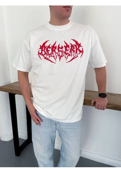 Veraura Lifestyle Erkek Baskılı T-shirt Yazlık Kısa Kol Bisiklet Yaka Rahat Kalıp Tişört - Beyaz
