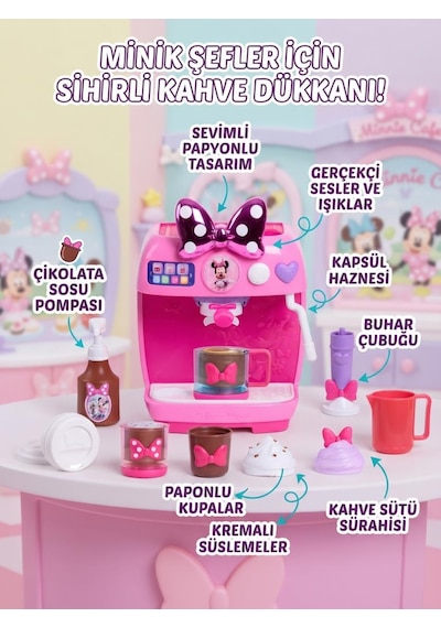 Gioc-hi Prezi-osi Min-nie Mouse Sevimli 10 Parça Işıklı Ve Sesli Sihirli Barista Kahve Makinesi