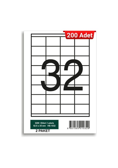 Herboy Hb-1032 52,5 X 35 Mm A4 Laser Etiket 200 Adet