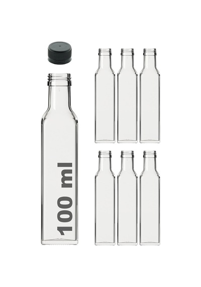 Afracam Maraska Şeffaf 100 Ml Sızdırmaz Kapaklı Boş Cam Şişe 6 Adet