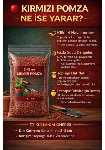 Bitki Toprağı & Kırmızı Pomza Seti 5 L Bitki Toprağı + 1 L Ponza Organik Cocopeat İçerikli Diğer