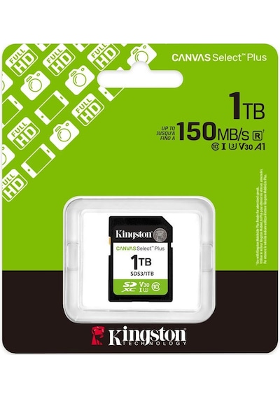 Kingston Sds3-1tb 1tb Sdxc Canvas Select Plus Gen3 150mb-s C10 Uhs-ı U3 V30 Hafıza Kartı