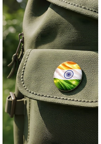 Hindistan India Abstract Ülke Bayraklı Buton Rozet - 44 MM 5 Adet Çok Renkli