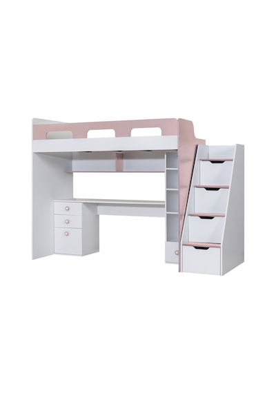 Ranza, Troya Ranza Masa Kitaplık - Antrasit 1 Adet Comfort Yatak Pembe- Beyaz 90 x 200 CM