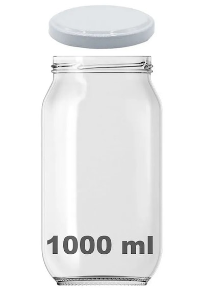 Rotanev 6 Adet 1000 ml Metal Beyaz Konserve Kapaklı Şeffaf Paşabahçe Menemen Turşuluk Cam Kavanoz