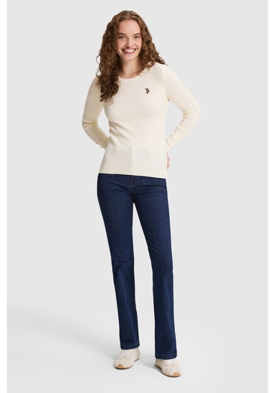 U.S. Polo Assn. Kadın Beyaz Basic Kazak 50331602 Vr265 Fıldısı
