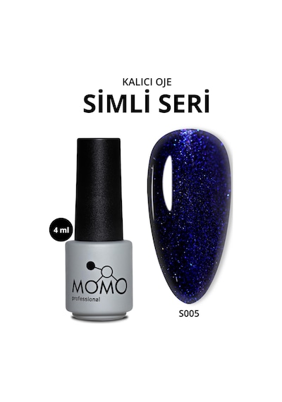 Momo Professional Kalıcı Oje S005 Simli Safir Mavi 4 Ml