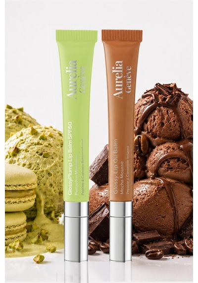 Glowy Bold Lips Duo - Güneşten Koruyucu & Dolgunlaştırıcı, Nemlendirici Etkili İkili Lip Balm Seti Soft Kahve & Altın Işıltılı Şeffaf