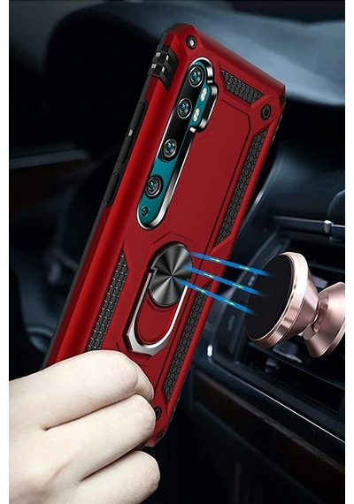 Xiaomi Mi Note 10 Kilif Selfie Yüzüklü Tutuculu Koruyucu 171165886 - Renk / Kirmizi